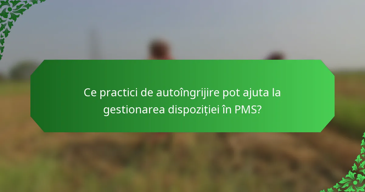 Ce practici de autoîngrijire pot ajuta la gestionarea dispoziției în PMS?